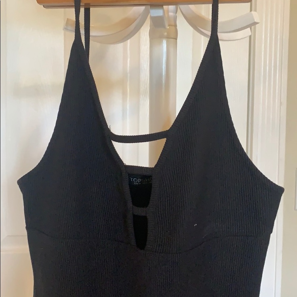 Bodysuit black Topshop open front lace US6